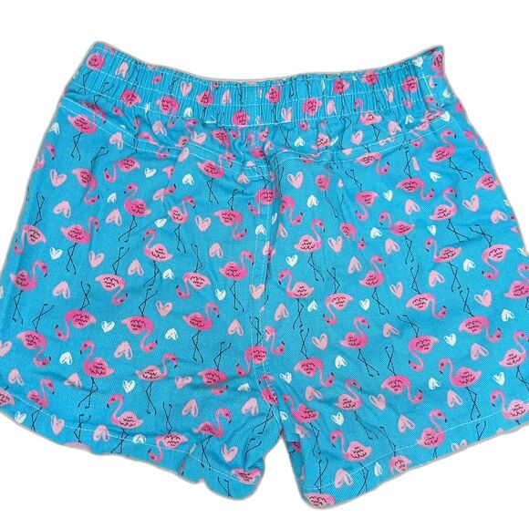 Kids Headquarters Girls Blue Shorts with Pink Flamingo and Heart Print Size 6 - Picture 3 of 6